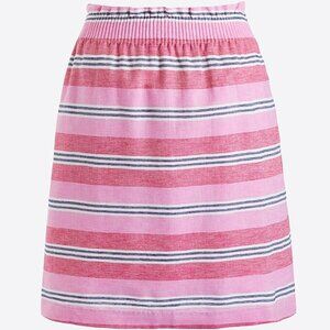 J. Crew Mixed-stripe Linen-cotton Sidewalk Mini Skirt Size 16 | Pink